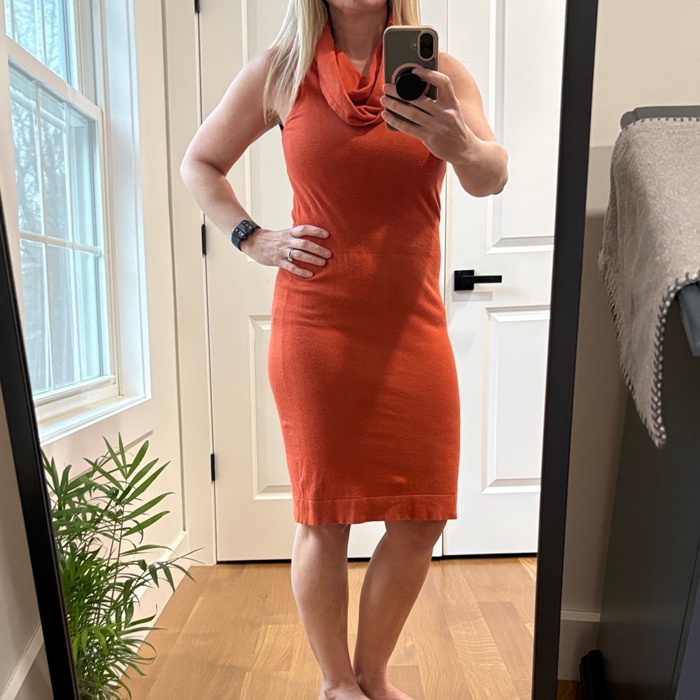 Outback Red Cowl Neck Orange Midi Dress